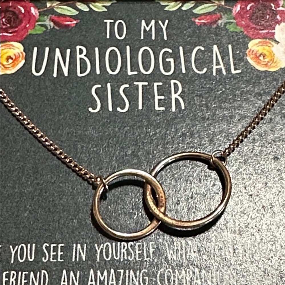 74.  Sister Rose Gold Double Ring 18” Necklace In Gift Box